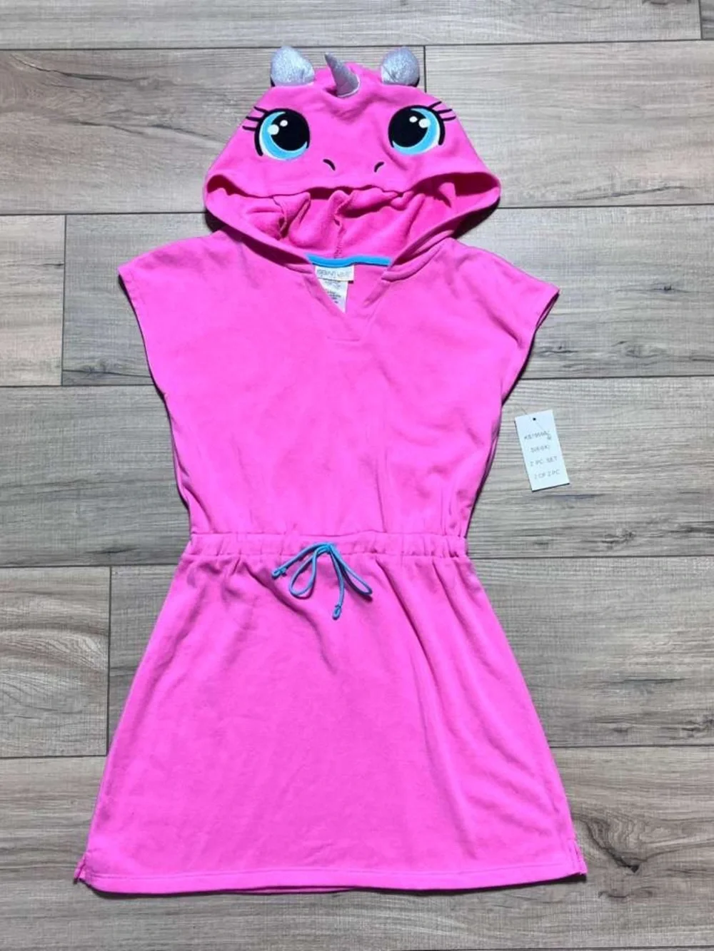 Saint Eve Swim‎ Girls Hooded Unicorn Cover-Up Dress Size 6/6X Pink